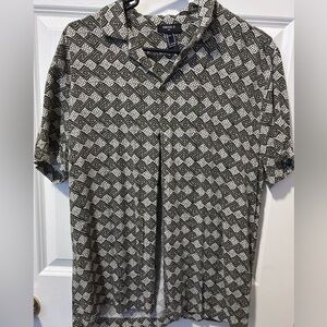Forever 21 Geometric Print Polo - Black & White